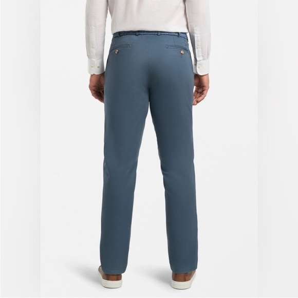 PETER MILLAR Mens SOFT TOUCH FLAT FRONT TROUSER Chino Pant Blue Sz 35 - Picture 2 of 11